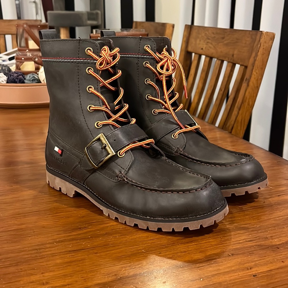 Tommy Hilfiger Ranger Narcisco Boots new dark brown leather Men’s Size 9.5